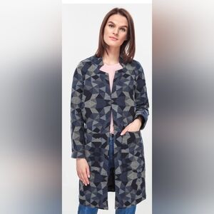 Pepe JEANS London Gwen's Coat Blue Black Geometic Eclectic Grandpa XS